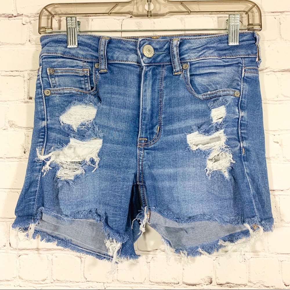 American Eagle Jean hi rise Shortie distress